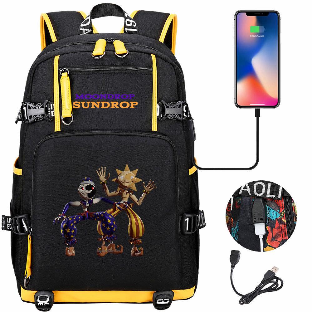 Game Moon Sun Print Backpack for Teens Students Boys Girls Casual Large Capacity Travel Daypack