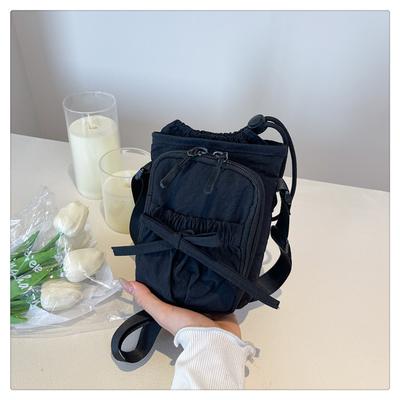 Crossbody Bag Women's New Versatile Simple Bow Small Square Bag Casual Going Out Mobile Phone Bag