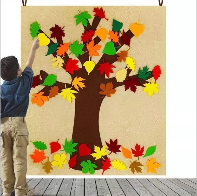 Thicken Felt Fall Tree Craft Kit Thanksgiving Education Toy New Montessori Busy Board  for Kids
