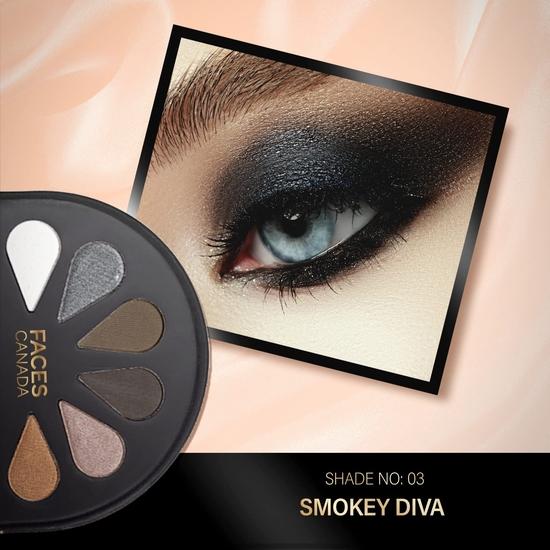 FACESCANADA 6 In 1 Eyeshadow Palette - Smokey Diva 03, 6g | Olive Butter & Macadamia Oil | Vibrant Colors | Highly Pigmented | Easily Blendable