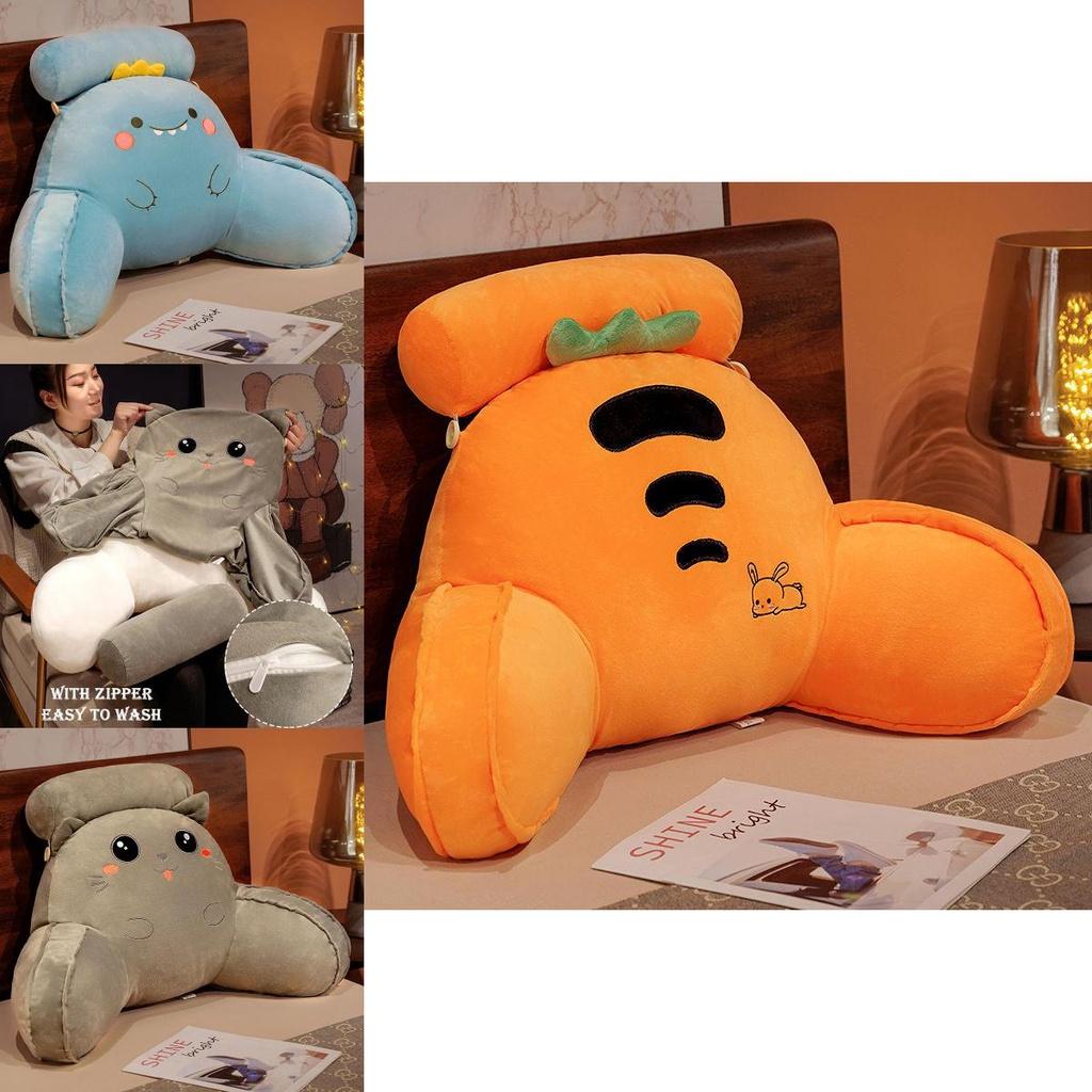 Soft Plush Dinosaur Backrest Cushion With Arms Bedside Pillow Gift