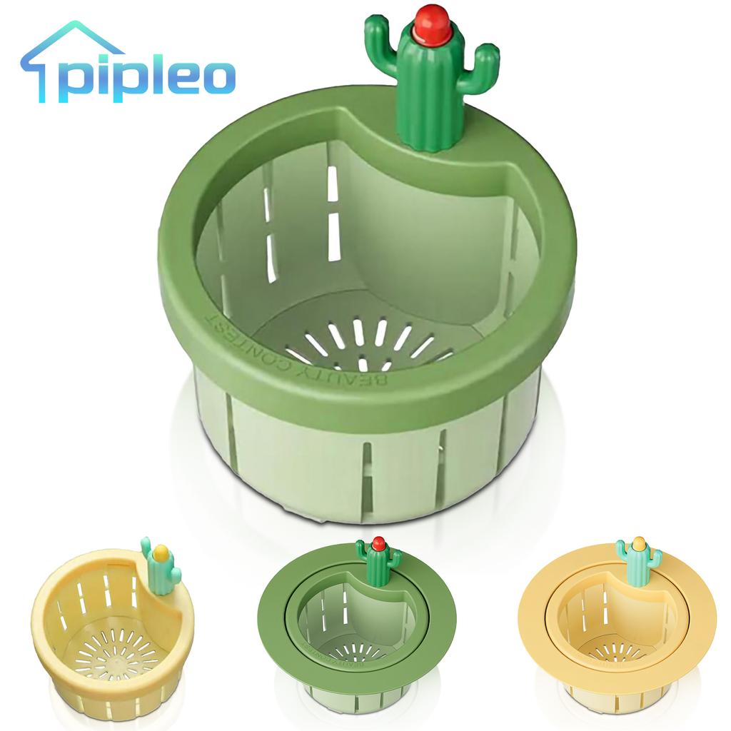 Kitchen Sink Strainer Automatic Drain Basket  Sink Strainer Garbage Filter Shelf Strainer Cartoon Cactus DesignMultifunctional