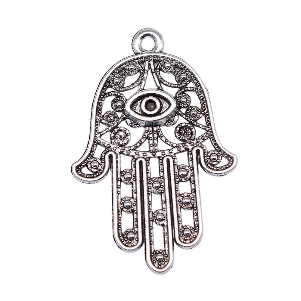 Alloy Hamsa Hand Charms Amulet Pendants For Good Luck Jewelry Making
