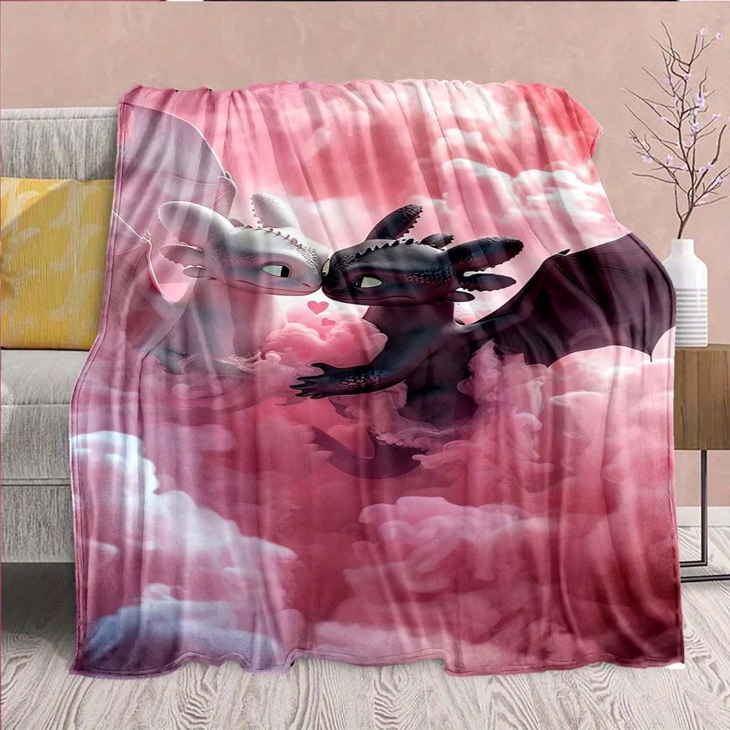 Black Dragon Premium Flannel Blanket Fire Dragon Art Soft Warm Cozy Plush Throw -QJY