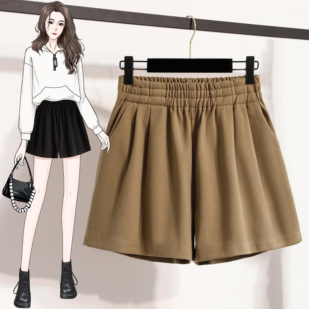 

DIMANAF Большой размер 2025 Новые женские шорты Брюки Свободные Повседневные Короткие штаны Эластичная талия Модные женские Толстые Зимние 5XL бежевый