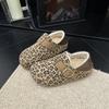 Inner Height Increase Boken Women's Shoes Outer Wear 2025 Autumn and Winter New Retro Leopard Print One Pedal Casual Doudou Single Shoes