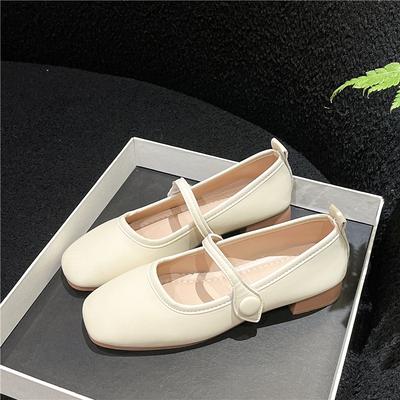 Quadratische Zehenpartie niedrige Schuhe für Damen im Frühling 2025 dicke Absätze Damenschuhe sanfter Abendstil kleine Lederschuhe