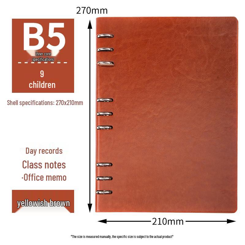 A5/B5 Retro Leder Notizbuch mit Ringbindung und herausnehmbaren Blättern - 9/6-Loch, Verdickter Hardcovereinband