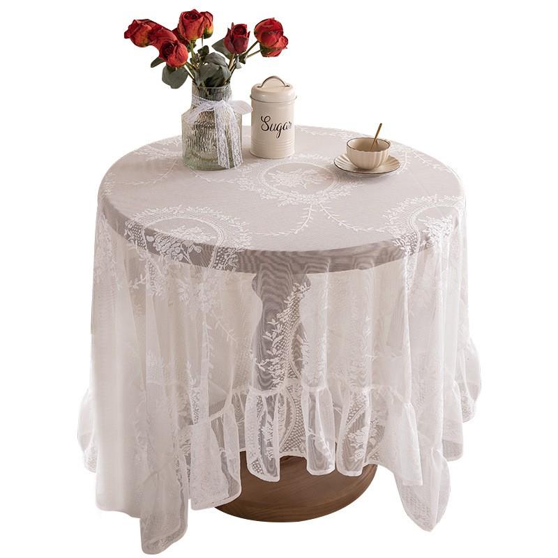 French Lace Tablecloth Dessert Table Decoration Round Cover Photo Studio Prop Floral