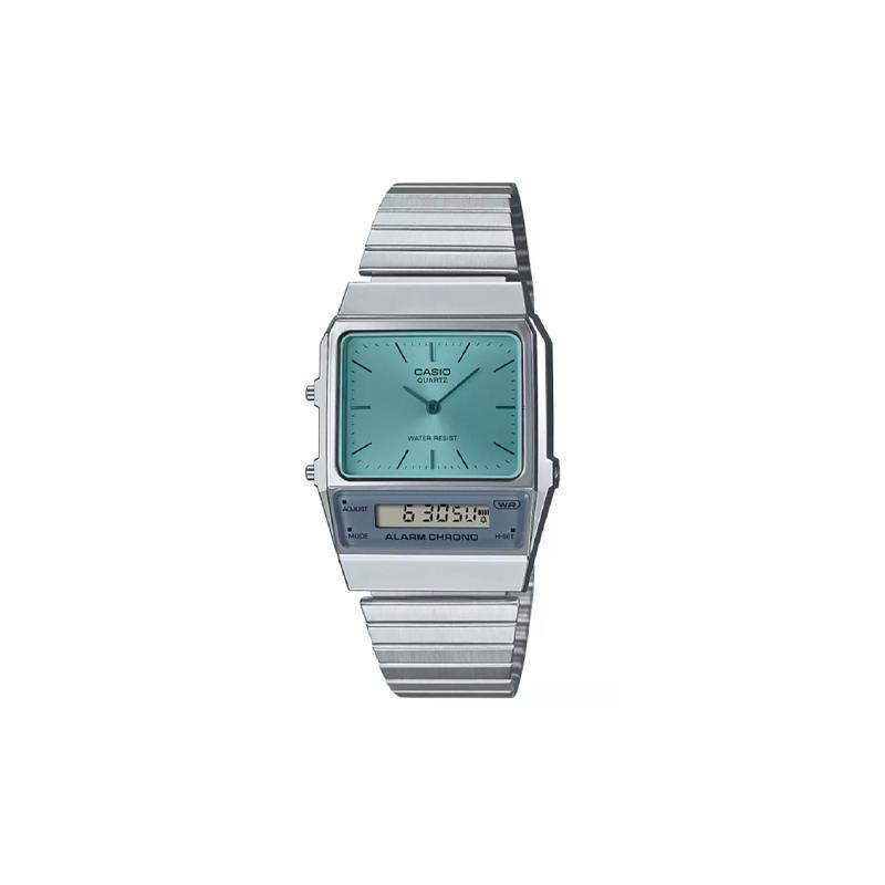 

Casio 30 meters waterproof, quartz movement, stainless steel ion-plated strap, Japanese and Korean watch, men s watch, blue dial AQ-800EC-2A синий