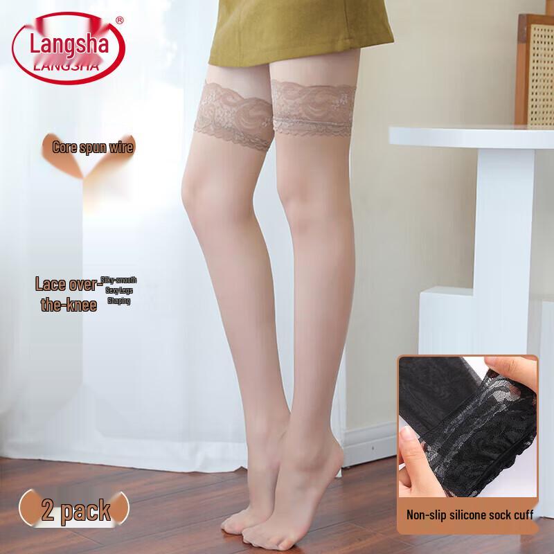 

Lansha Женские кружевные чулки до бедра с силиконовой нескользящей резинкой One Size (80-130 jin)
