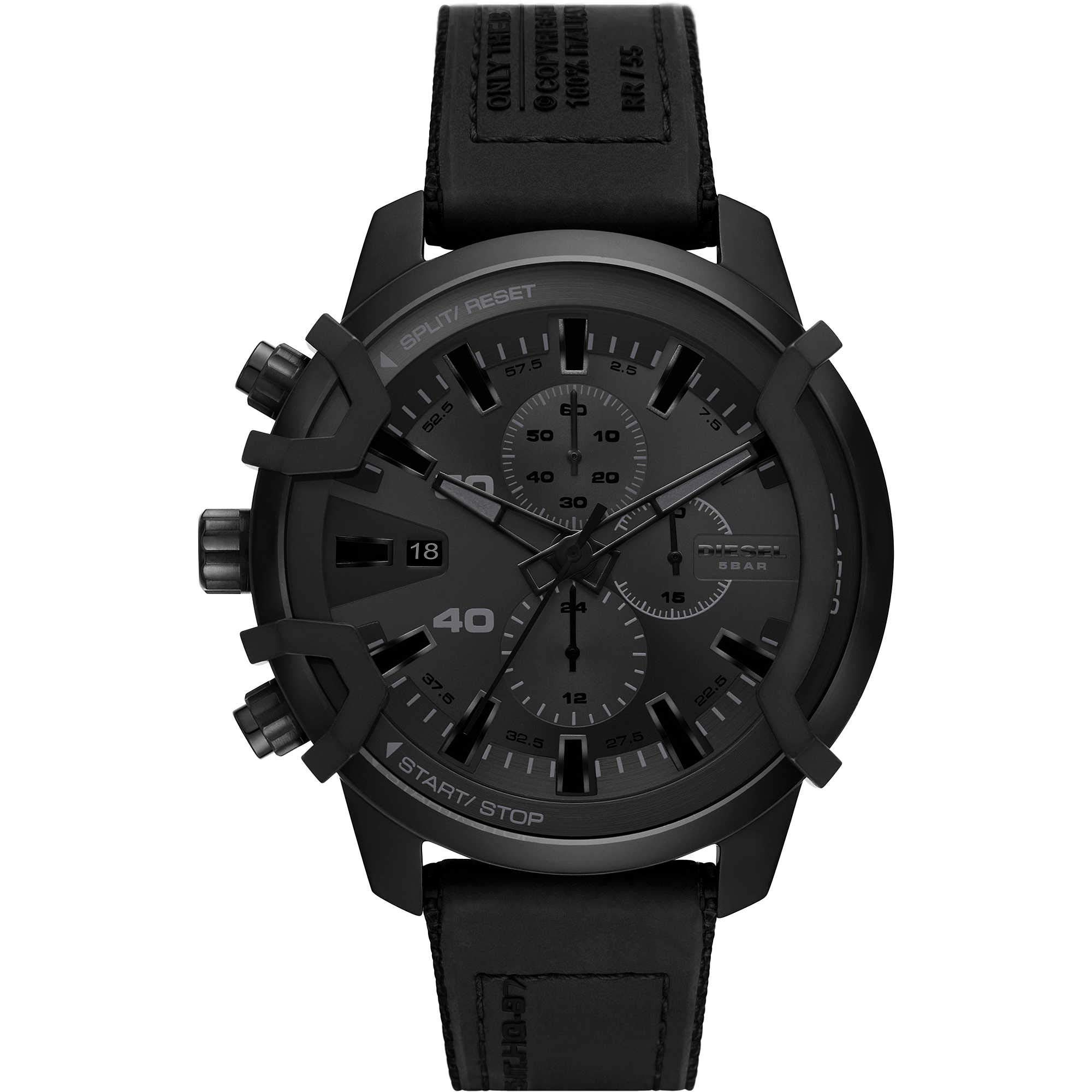 

DIESEL Griffed Men s Watch with Quartz Chronograph Movement and Silicone Strap, Jet Black, 48mm, DZ4556.