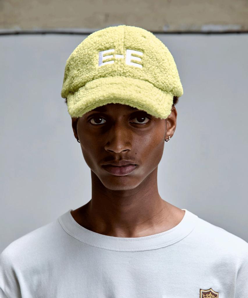 ERER Embroidered Detail Fleece Baseball Cap Yellow Green
