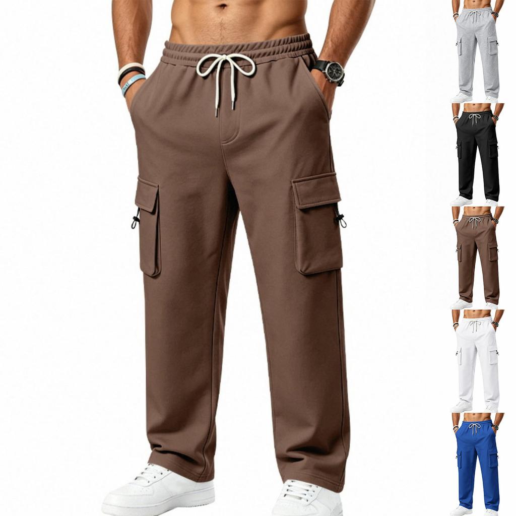 Pantaloni Jogger Pesanti da Uomo per Esterno Design Cargo Multi Tasche Vintage Casual Pantaloni della Tuta Vita con Coulisse
