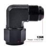 1-2PC AN12 Female to 12AN Male 90 Degree Flare Swivel Hose Fitting Adapter Black