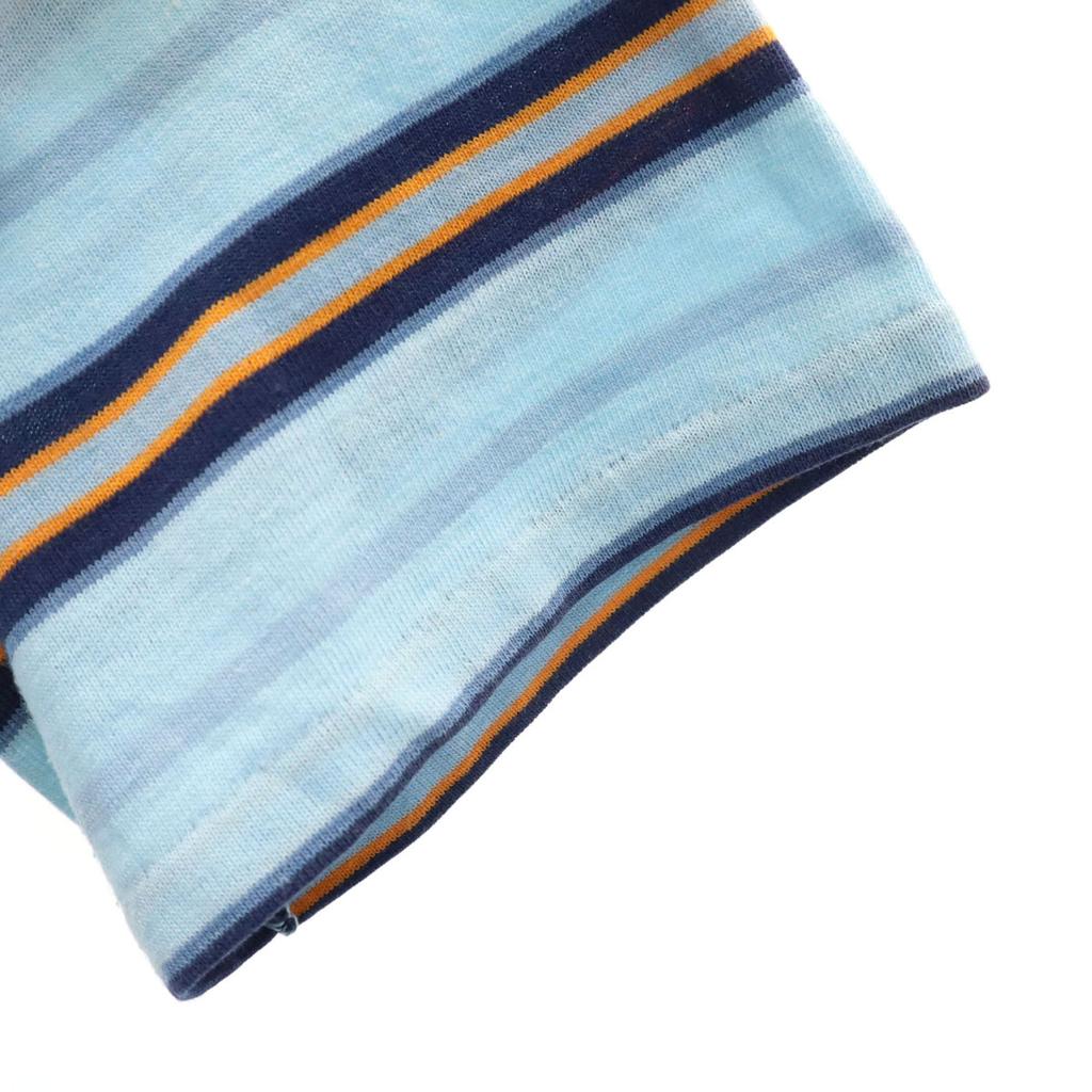 K mart 70s 80s vintage Border Pattern Short sleeve T-shirt Blue Poke T Men's Used