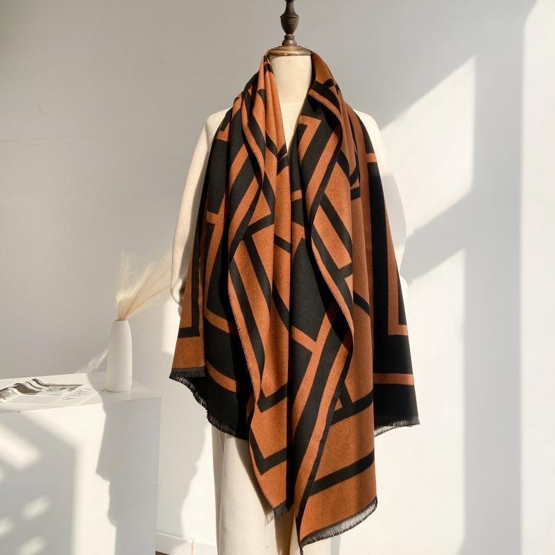 Classic Scarf Women's Autumn and Winter Versatile Imitation Cashmere Double-sided Thickened Warm Shawl Simple Business Scarf