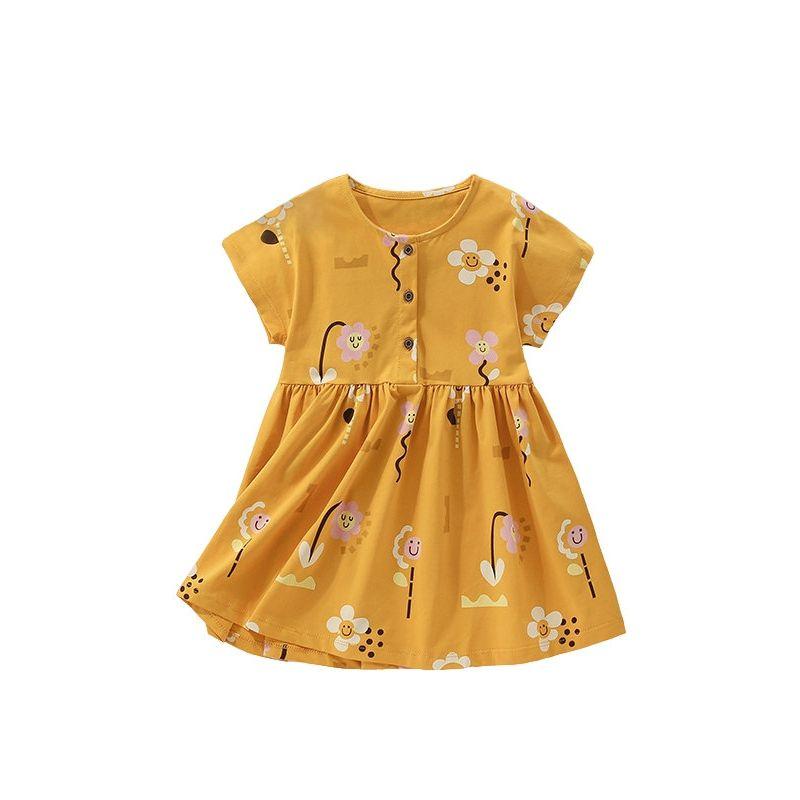 Cross-Border Malwee Girls' Dress Summer New Style European and American Style Round Neck Short-Sleeved Kidsren's Princess Dress