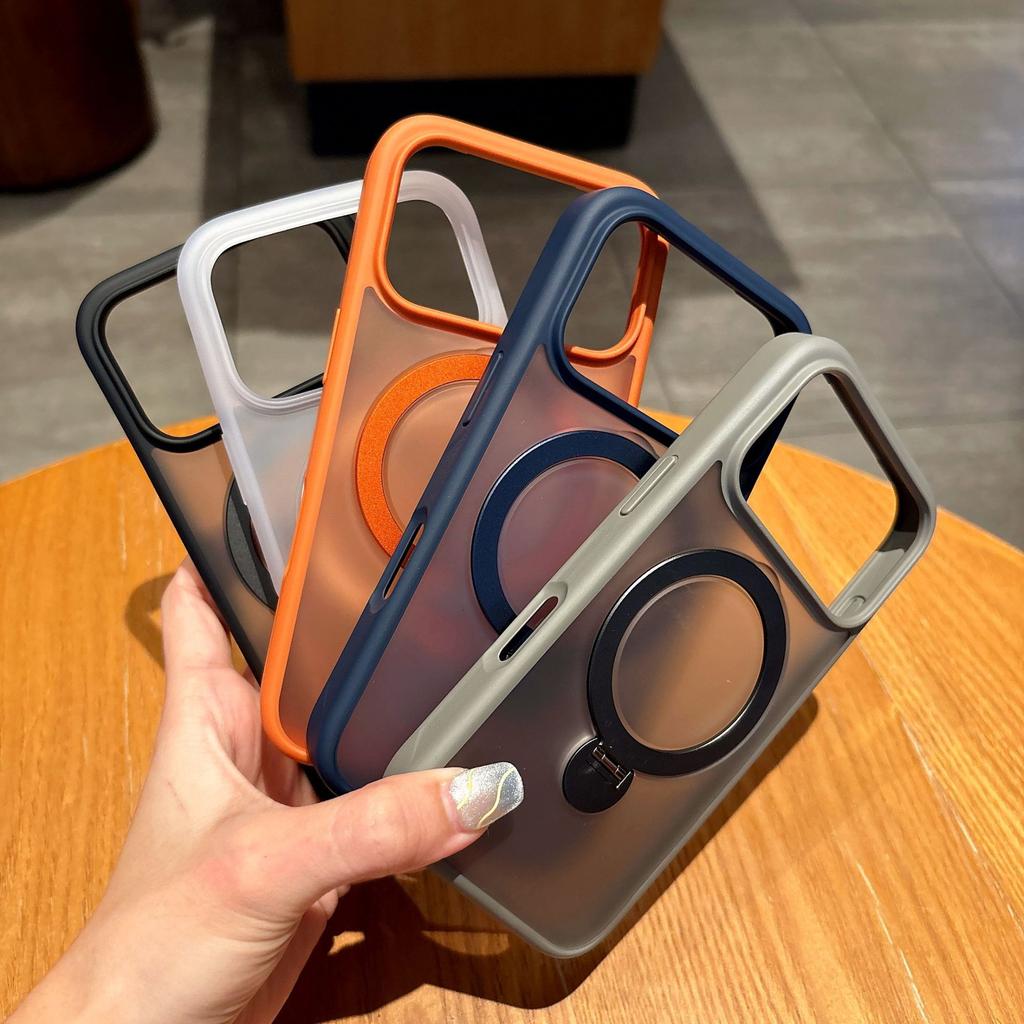 Suitable for IPhone17promax Matte Touch Phone Case 360 Degree Rotating Magnetic Stand, Apple 16 Protective Case