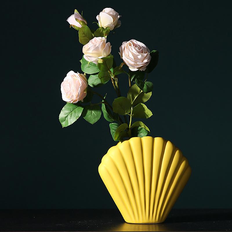 Creative Art Shell Vase Ceramic Hydroponic Vase Flower Arrangement Home Decor Indoor Decoration Desktop Ornaments