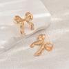 Bow Earrings Metal Stud Earrings Electroplating Versatile Women's Simple Fashion Smooth Temperament Earrings