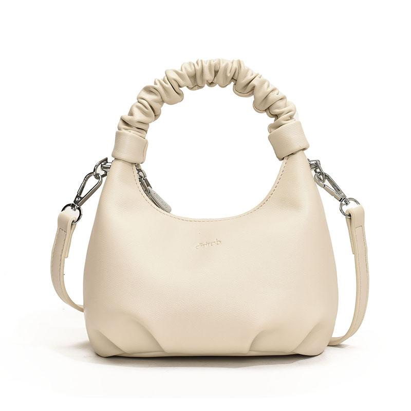 Ielgy Niche Pleated Portable Cloud Bag Fashionable All-Match Solid Color One-Shoulder Messenger Fe