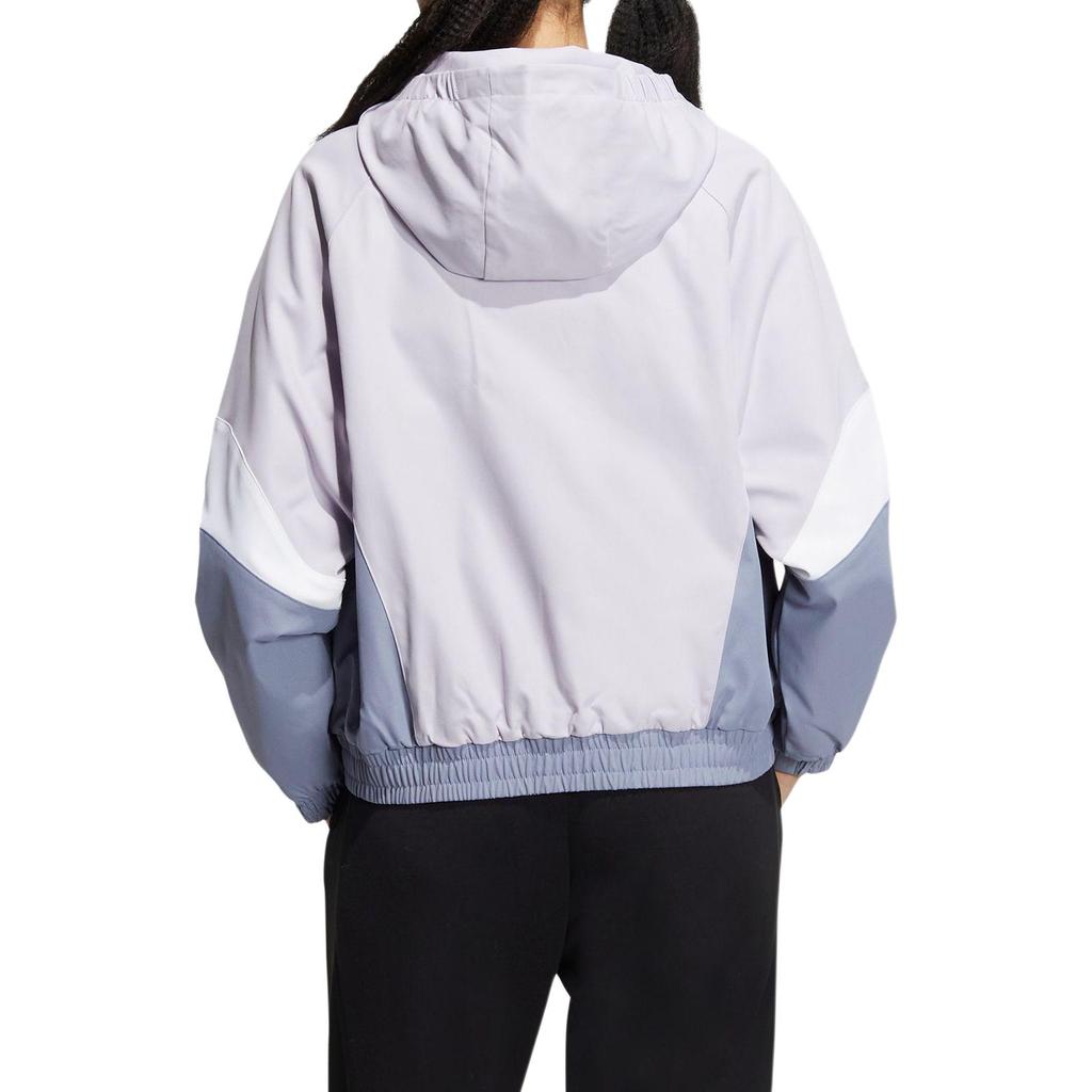 adidas Women'ss Embroidered Striped Woven Hooded Jacket Lilac HY2813
