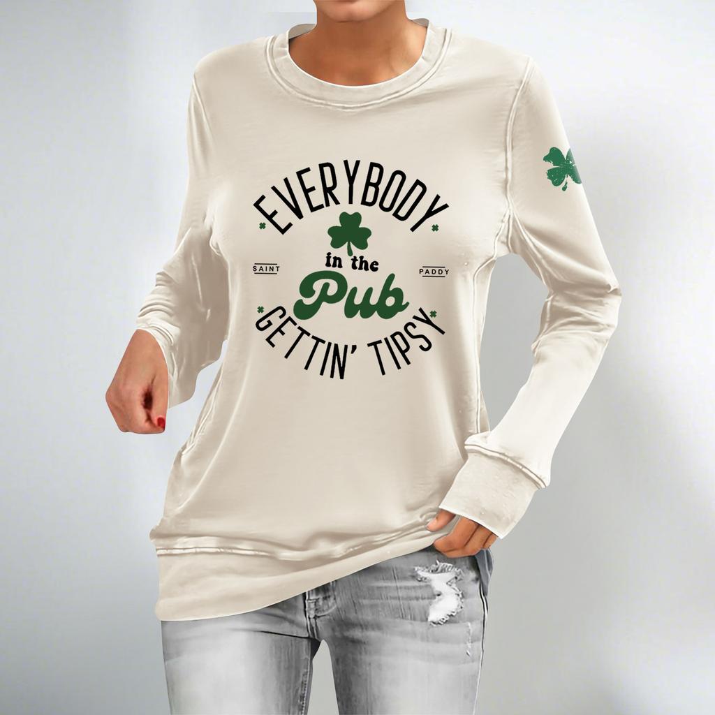 Sweat-shirt à col rond et manches longues à imprimé mode décontracté pour femmes