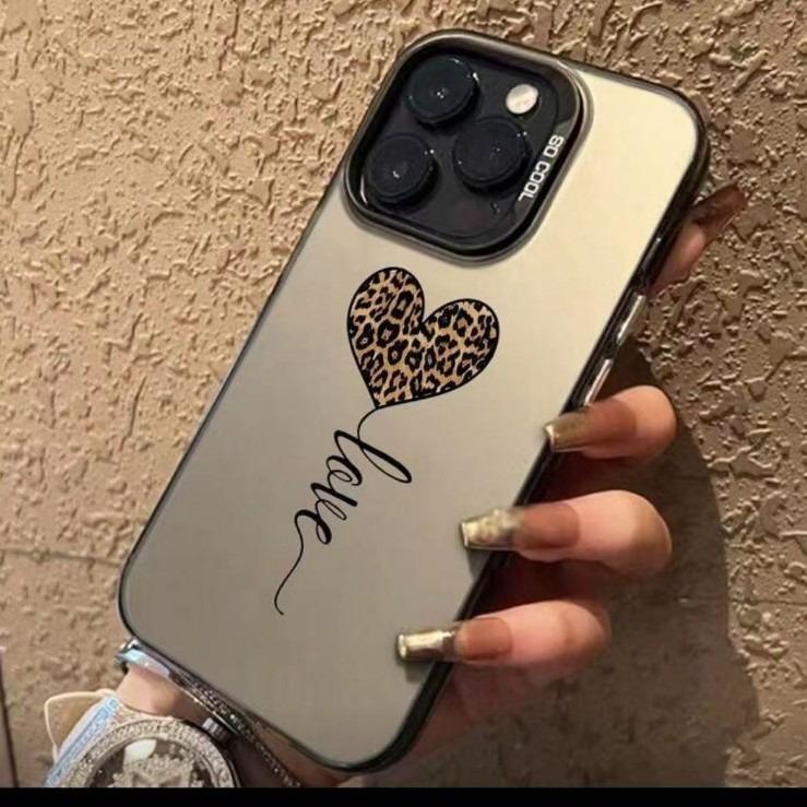 Leopard print love is suitable for Apple 17Promax mobile phone case iphone16 vitality case 15 European and American style 1413.