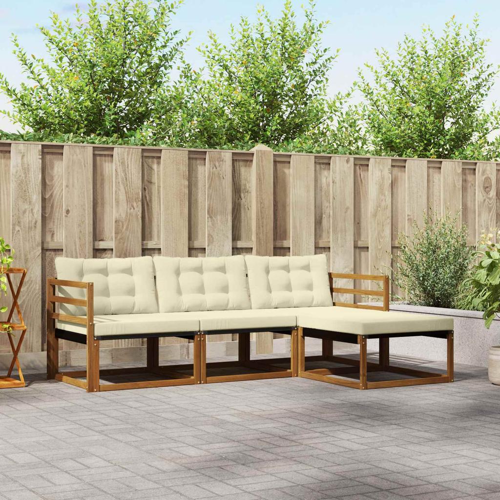 Outdoor Sofa Set with Cushions 4 pcs Natural and Cream