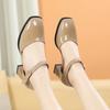 Zapatos De Mujer Women Cute Round Toe High Quality Brown Patent Leather Buckle Strap Shoes Lady Black Heel Shoes Ab619
