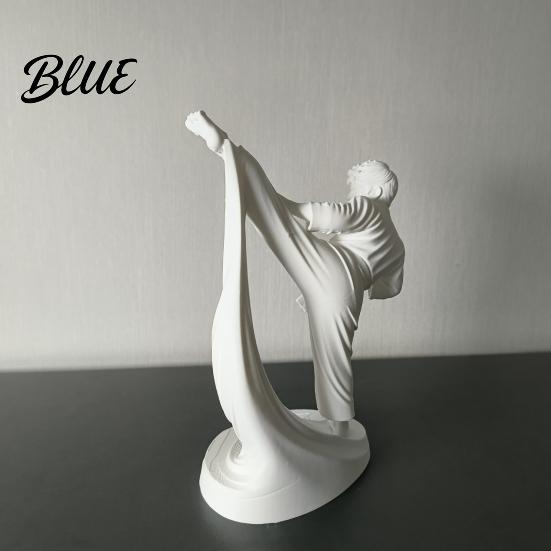 Display Case Ornament Martial Arts Karate Man Kick 3D Printed Statue White Figurine Sculpture Sculpture Taekwondo Character Desktop Ornament