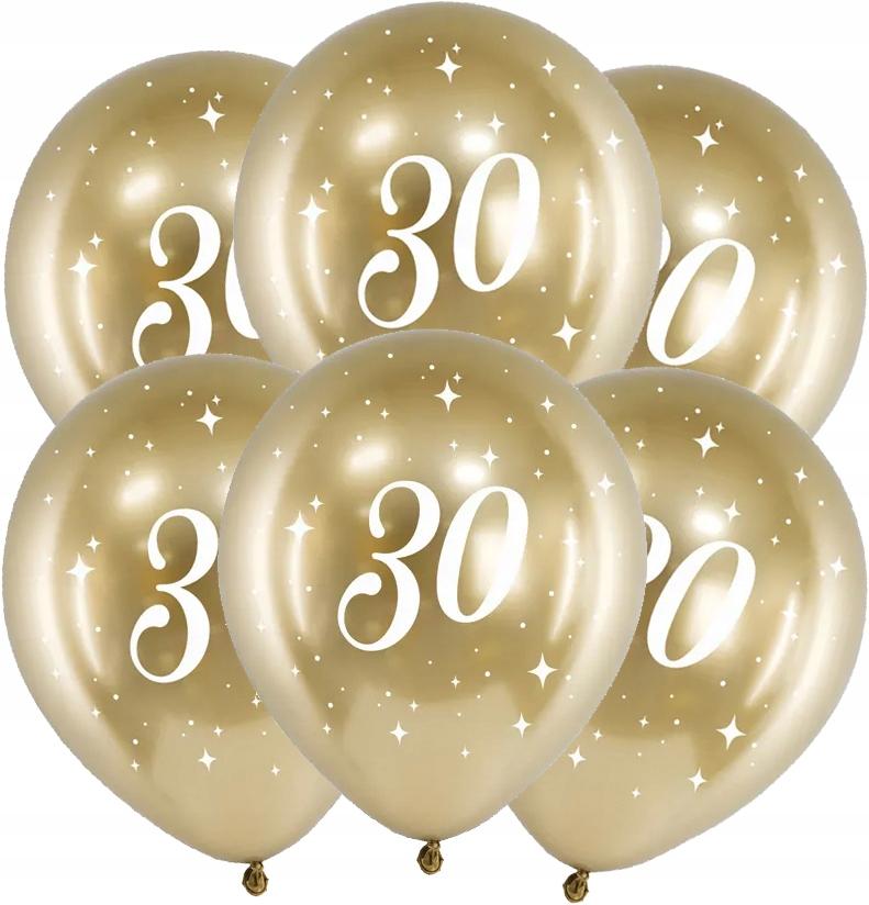Super Merchant Ballonnen Voor 30e Verjaardag Dertiger Gouden Glanzend Chroom Feest 6 Stuks.