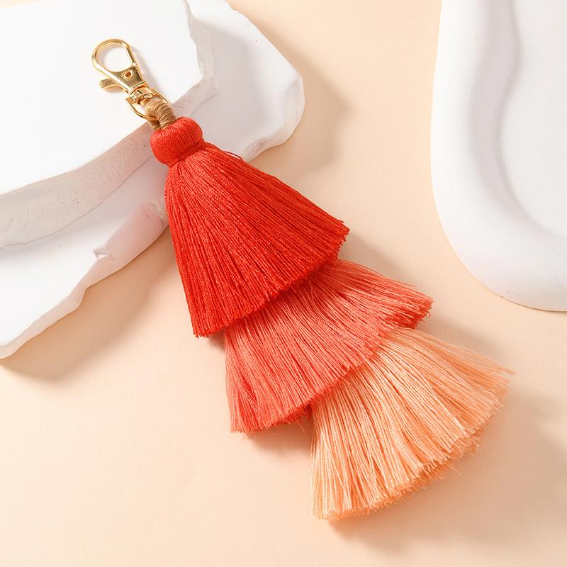 Three-Layer Cotton Thread Fringed Bag Pendant Ethnic Style Keychain Bohemian Style 3-Layer Ear Pendant Bag Parts & Accessories