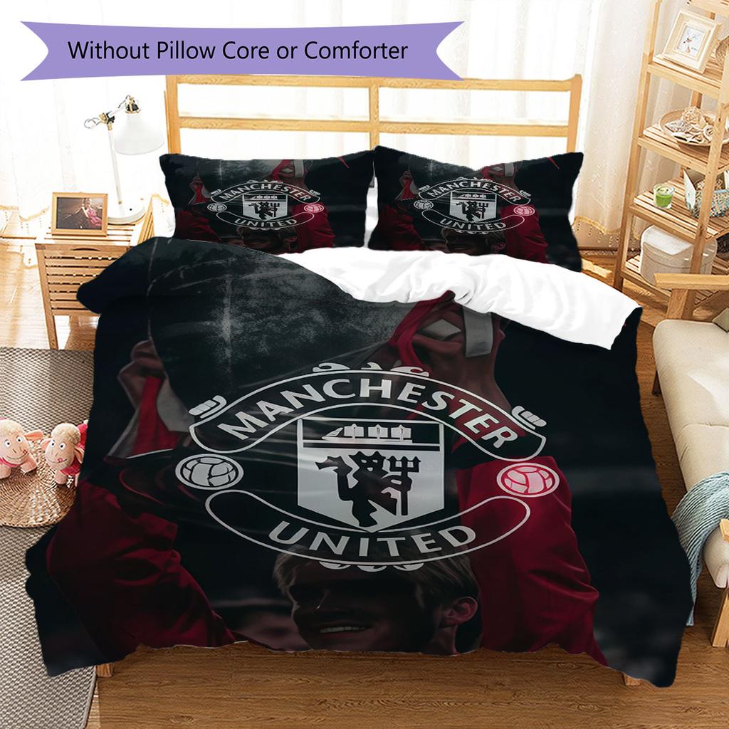 Jednoduchá MUFC Dekorace Sada povlečení s přikrývkou Potah na přikrývku Povlak na polštář Domácí dekorace Dárek k narozeninám (1 * povlak na peřinu + 2 * povlak na polštář, bez jádra)