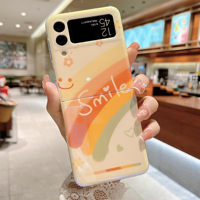 

Милый чехол для телефона Blue Ray Rainbow для Samsung Galaxy Z Flip 3 4 5g задняя крышка для женщины и девушки For Samsung Z Flip 4