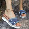 Fashion Fashion Denim Wedge Heel Slippers Women 2025 Summer Thick Sole Slip On Beach Sandals Woman Lightweight Non Slip Casual Slippers