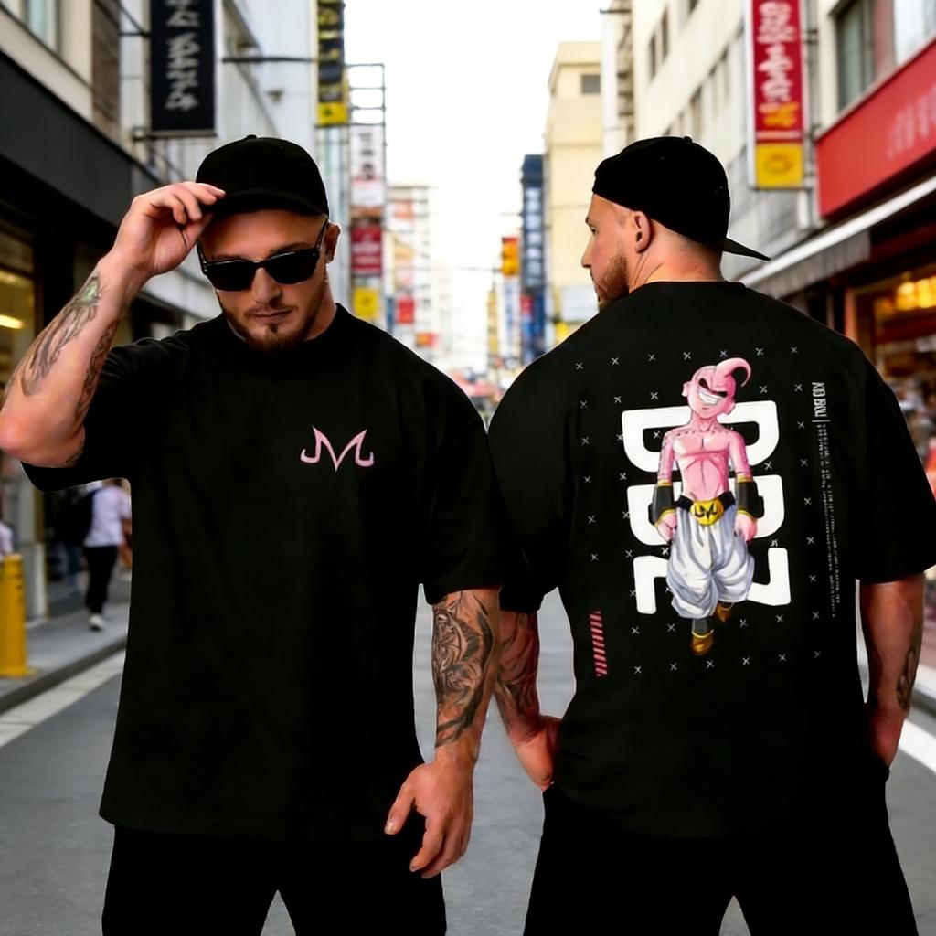 Black Plus Size Summer Tshirt Dragon Ball Anime Print Men Women Casual Parent Child Top Harajuku Style Y2K Street Fashion