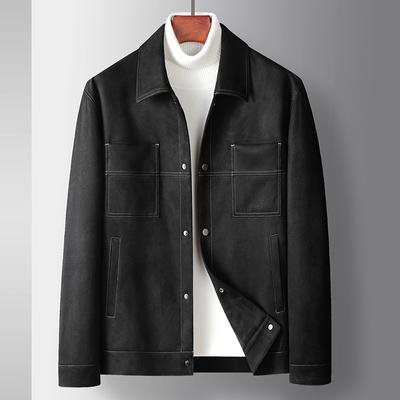 Herrenjacke Herbst und Winter Jung und Mittelalterlich Wildleder Mikro-weite Version Ming Ji Linie Werkzeug Casual Trendmantel