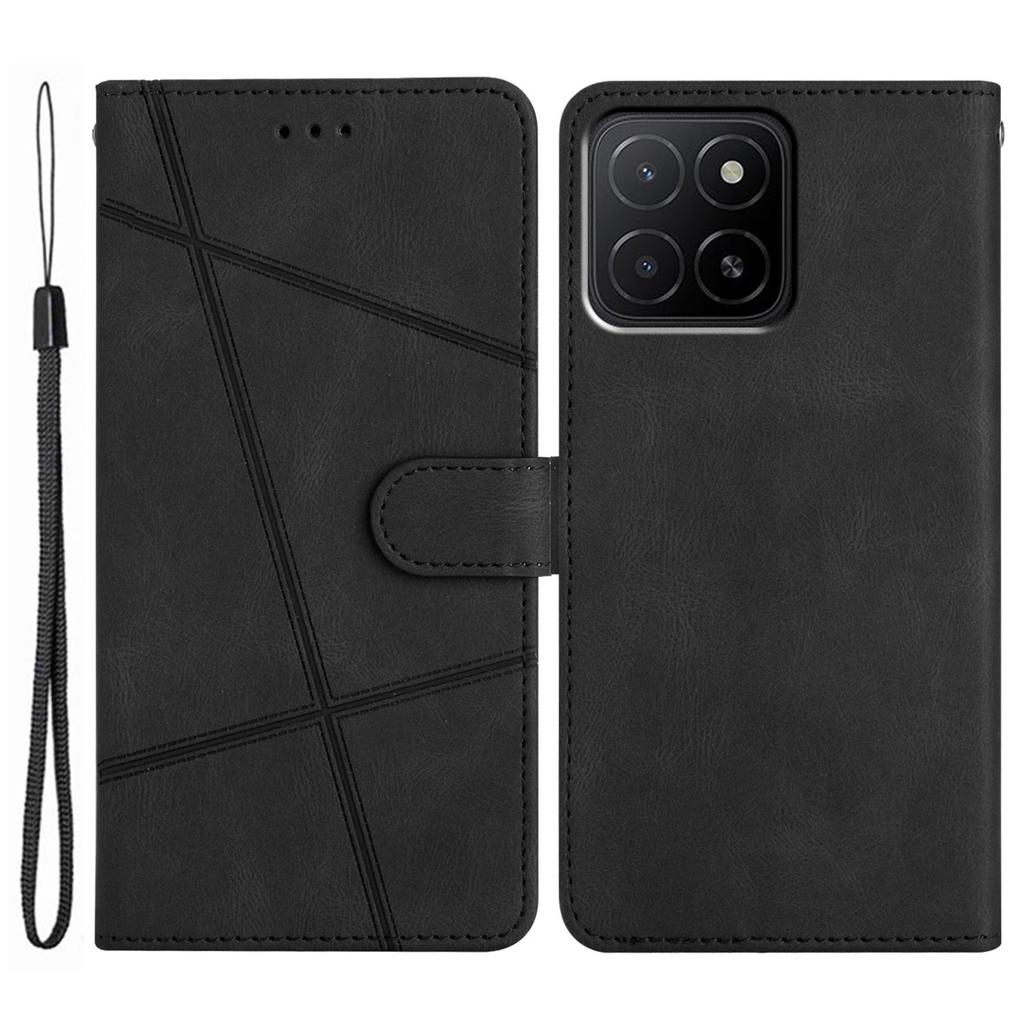 Für Honor X6c 4G Brieftasche Hülle Liniengeprägtes Hautgefühl Leder Klapphandyhülle