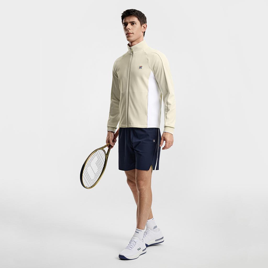 FILA Tennis Minimalist Classic Sports Tennis Style Casual Comfortable Versatile Knitted Jacket Men jackets Apricot A11M613511FBG