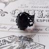 Gothic Black Hollow Out Metal Red Black Glass Crystal Adjustable Opening Wide Rings for Women Men Retro Finger Jewelry Accessory