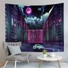 Geometry Style Tapestry Blue Mountains Pink Sky Sunset Tapestry Home Living Room Dorm Bedroom Aesthetics Decoration Tapestries