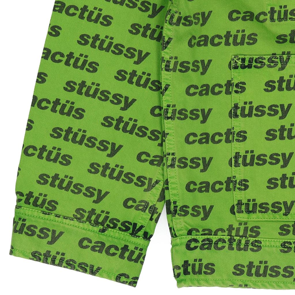 Stussy x CPFM Crossover Zip Work Jacket Alphabet Logo Full Print Denim Unisex Green 315284