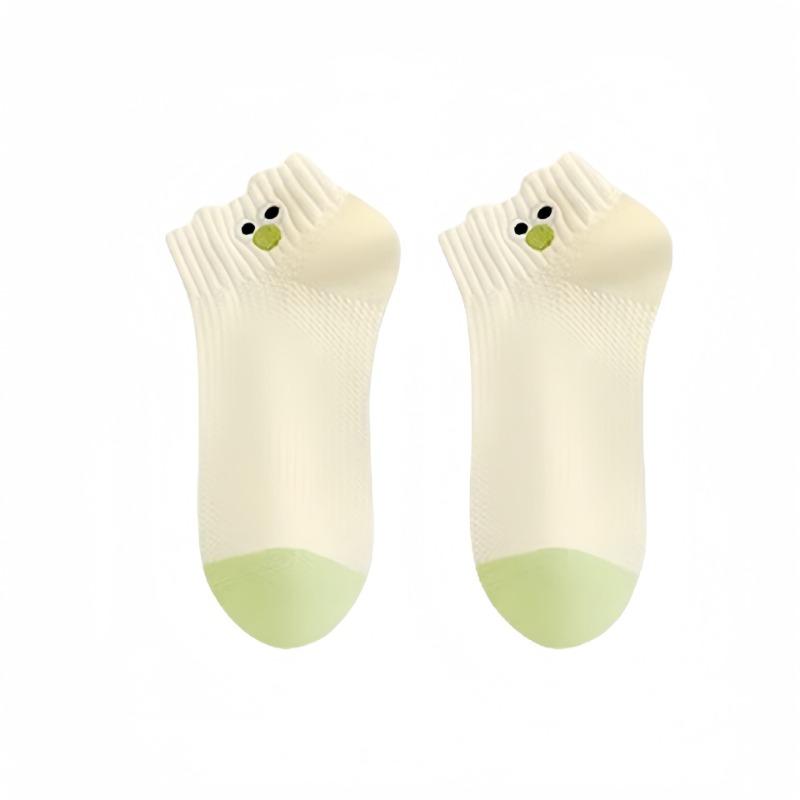 5 Pairs of Women's Summer Thin Cotton Deodorant Lovely Shallow Mouth Non Slip Heel Socks