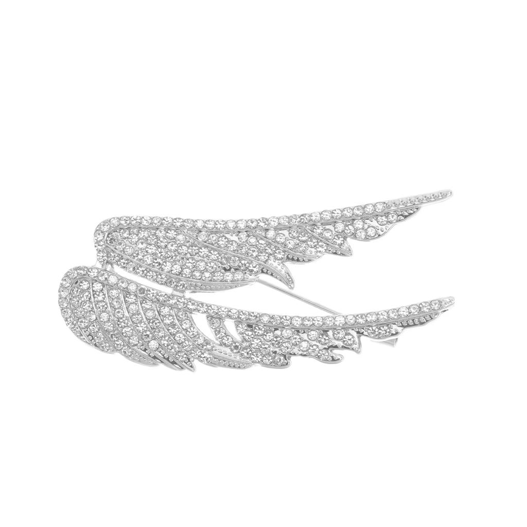 Flügelförmige Strassbrosche Hohe Qualität Einzigartiges Federdesign Mode Trendiger Schalpin Elegantes Accessoire für Damen