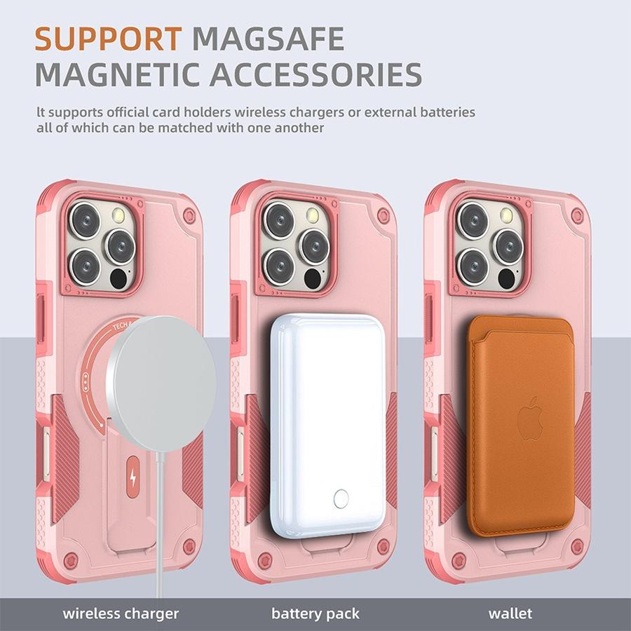 coque de téléphone - coque rigide robuste style carte pour iphone 16, 15, 14, 13, 12 pro , avec support magnétique pour chargement fil magsafe et un bumper de protection | Découvrez Les Offres
