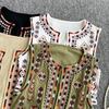 New National Style Floral Cardigan Vest Women Fashion Embroidery Cropped Waistcoat Vintage O Neck Sleeveless Female Outerwear Chic Vest Tops