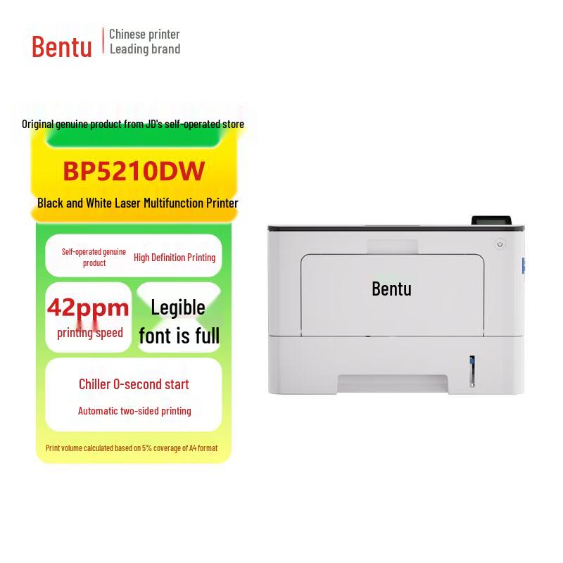 

Pantum BP5210DW A4 Black & White Duplex Wireless Laser Printer CN plug (adapter included)