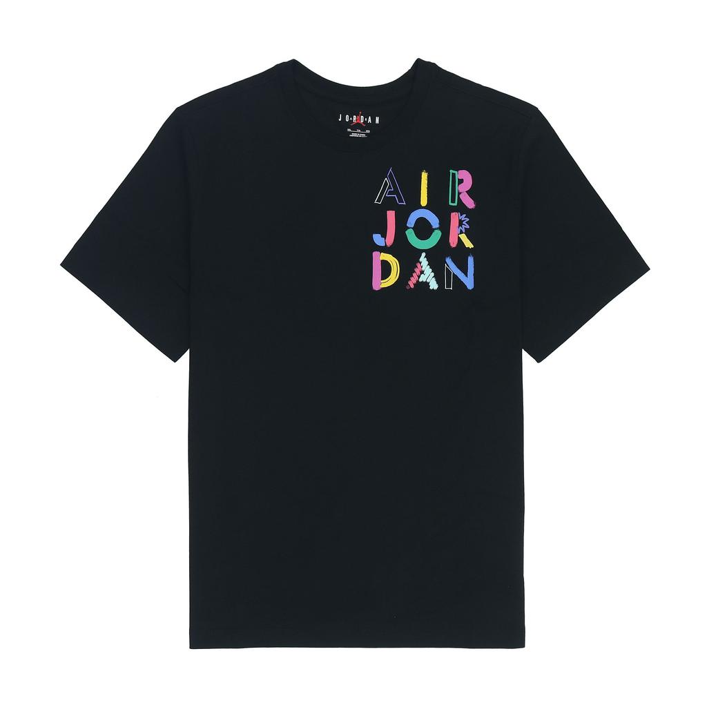 Jordan Colorful Logo Print Crew Neck Short Sleeve T-Shirt Men Tops Black DM3079-010